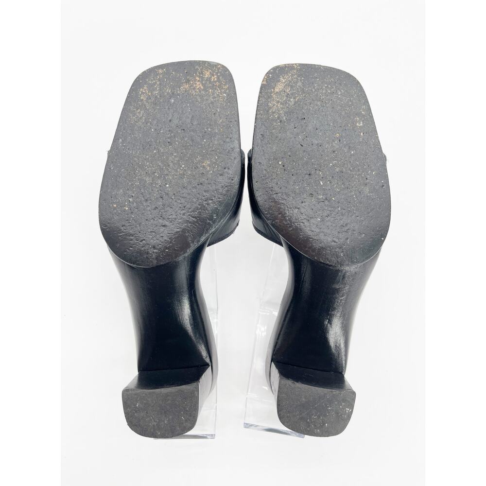 Chanel Vintage Black Leather CC Logo Classic Mule Heeled Sandals Square Toe US 6 - Picture 11 of 11